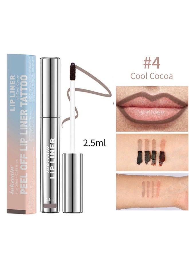 lakerain Peel Off Lip Liner Tattoo Peel Off Lip Stain Long Lasting Lip Stain Peel Off Infused with Hyaluronic Acid and Vitamin E Waterproof Long Lasting Highly Pigmented Matte Lip Tint Cool Cocoa #04 - Image 1