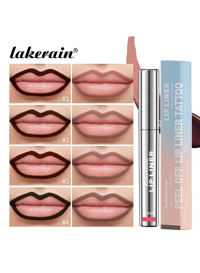 lakerain Peel Off Lip Liner Tattoo Peel Off Lip Stain Long Lasting Lip Stain Peel Off Infused with Hyaluronic Acid and Vitamin E Waterproof Long Lasting Highly Pigmented Matte Lip Tint Cool Cocoa #04 - Image 2