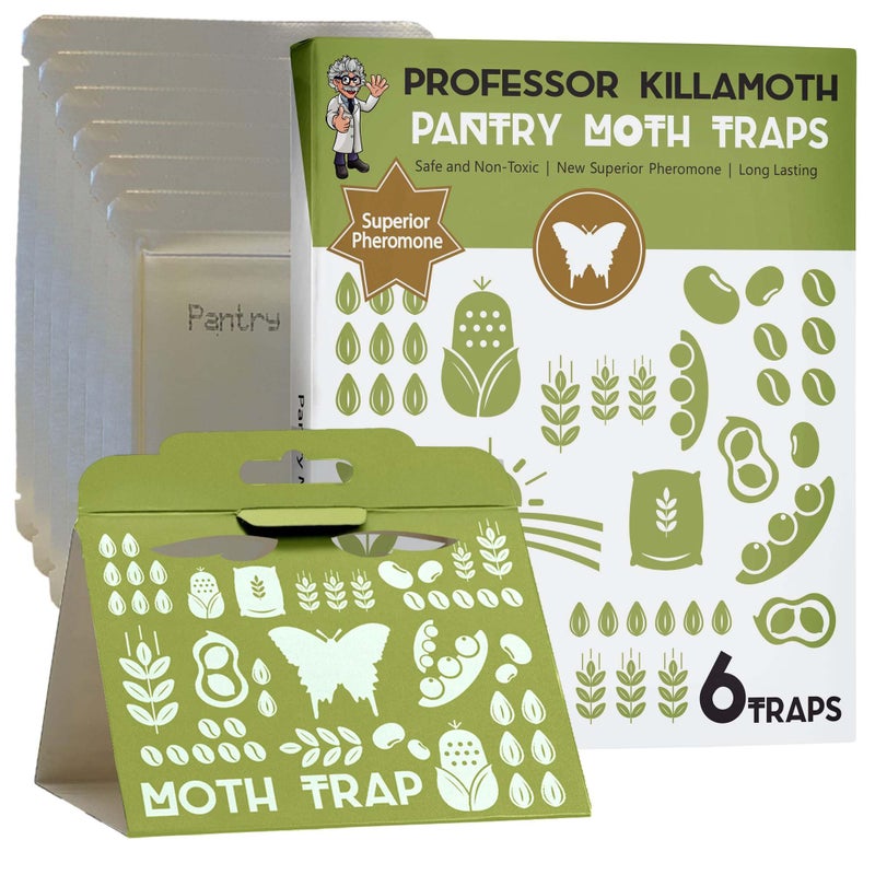 Professor Killamoth Superior Pantry Moth Traps 6-Pack with Pheromones Prime | No Insecticides | Safe, Non-Toxic and Child and Pet Friendly Pantry Protection | Superior Attractant - Image 1