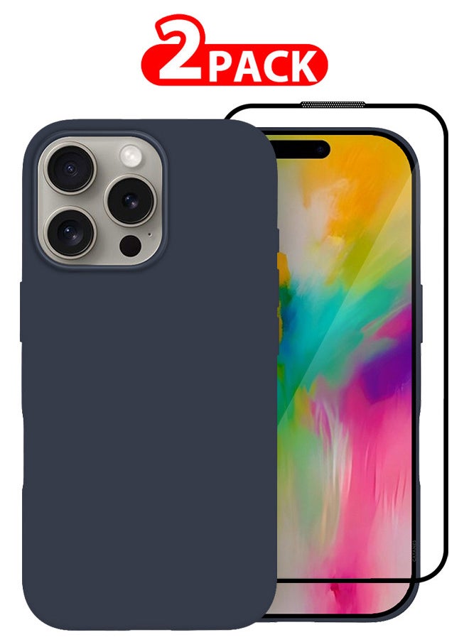 CATANES - (for iPhone 16 Pro) 2 Pack Case and Screen Protector, Slim Silicone Case, Full Covered Anti Scratch Shockproof Protective Cover - Image 1