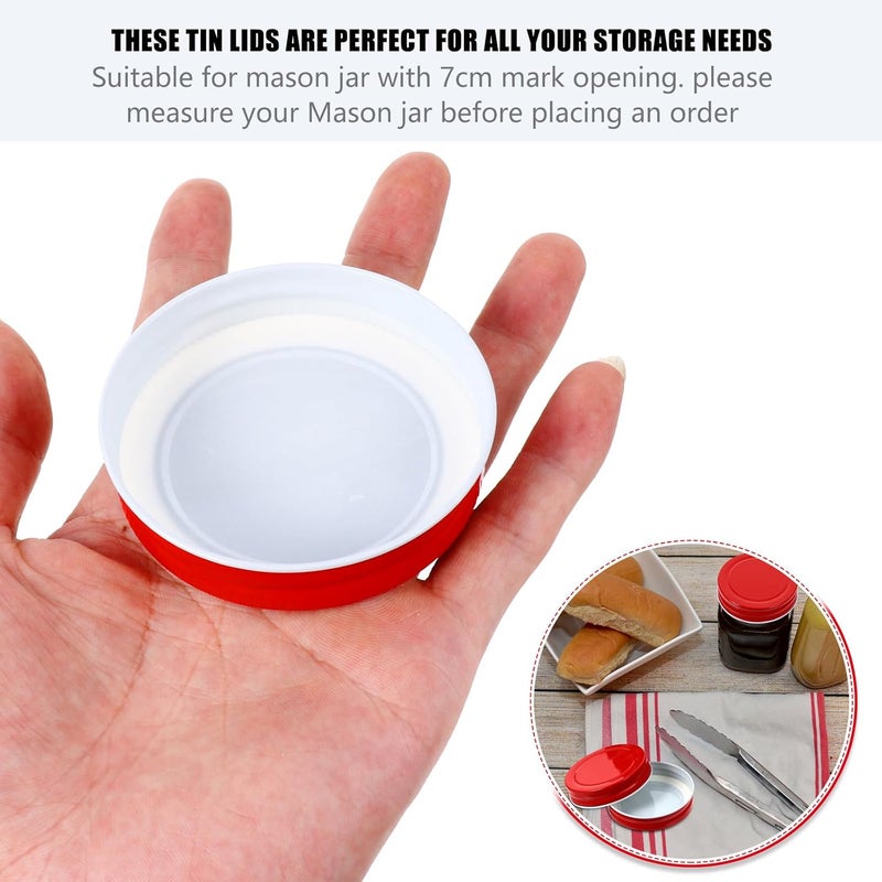 12pcs 70mm Red Tinplate Mason Jar Lids, Leakproof Jar Sealing Covers for Regular Mouth Canning, Replacement Metal Caps for Storage and Preservation - Image 2