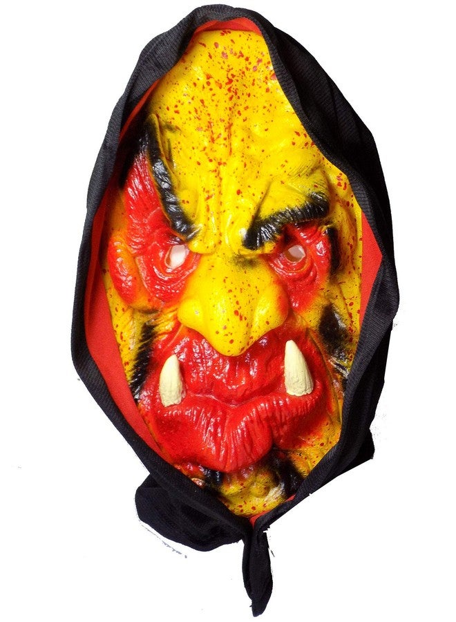 brown leaf� Fancy Cloth Cover face mask Holi Halloween Festival Costume Horror Scary Colour Prank Fun Veil naqaab Funny Colourful (Design 7) - Image 1