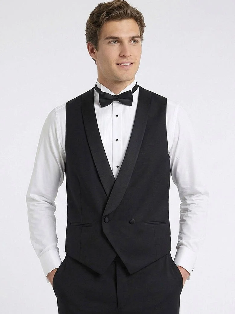 Kip Black Slim Fit Classical Weaving Waistcoat