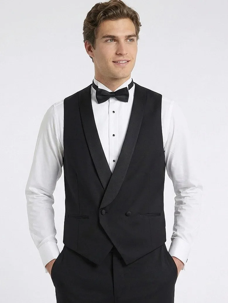 Kip Black Slim Fit Classical Weaving Waistcoat