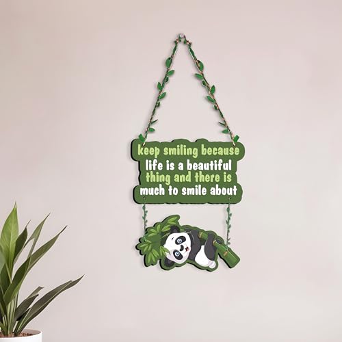 Twinster Lazy Panda Wall Hanging For Decoration | Wooden Wall Décor For Home Décor, Bedroom, Living Room, Office | Gift For Your Loved Daughter, Wife, Sister (Panda Design 3) - Image 1