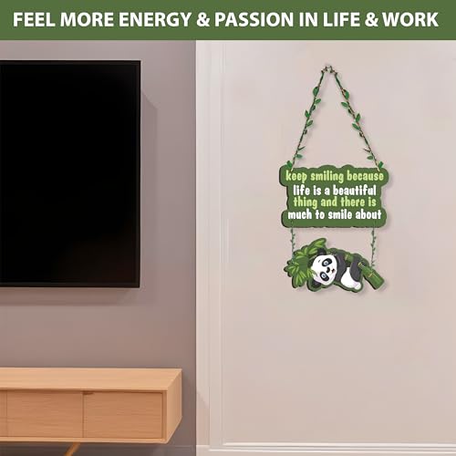 Twinster Lazy Panda Wall Hanging For Decoration | Wooden Wall Décor For Home Décor, Bedroom, Living Room, Office | Gift For Your Loved Daughter, Wife, Sister (Panda Design 3) - Image 3