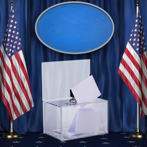 Tuanse 8 Packs Acrylic Donation Box with Lock and Sign Holder Clear Suggestion Ballot Box Plastic Voting Comment for Tip Jars Ticket Charity Survey Raffle Contest Fundraising, 6.1 x 4.3 x 3.8 Inch (Clear) - Image 5