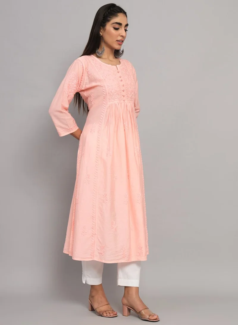 Alaya Hand embroidered floral pleated chikankari kurta AL3608