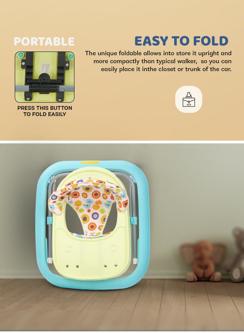 BAYBEE Baby Walker for Kids, Foldable Kids Walker with 3 Position Adjustable Height & Musical Toy Rattle, Activity Walker for Toddlers, Toddler Walker for Baby Boy Girl 6 to 18 Months Light Green - Image 4