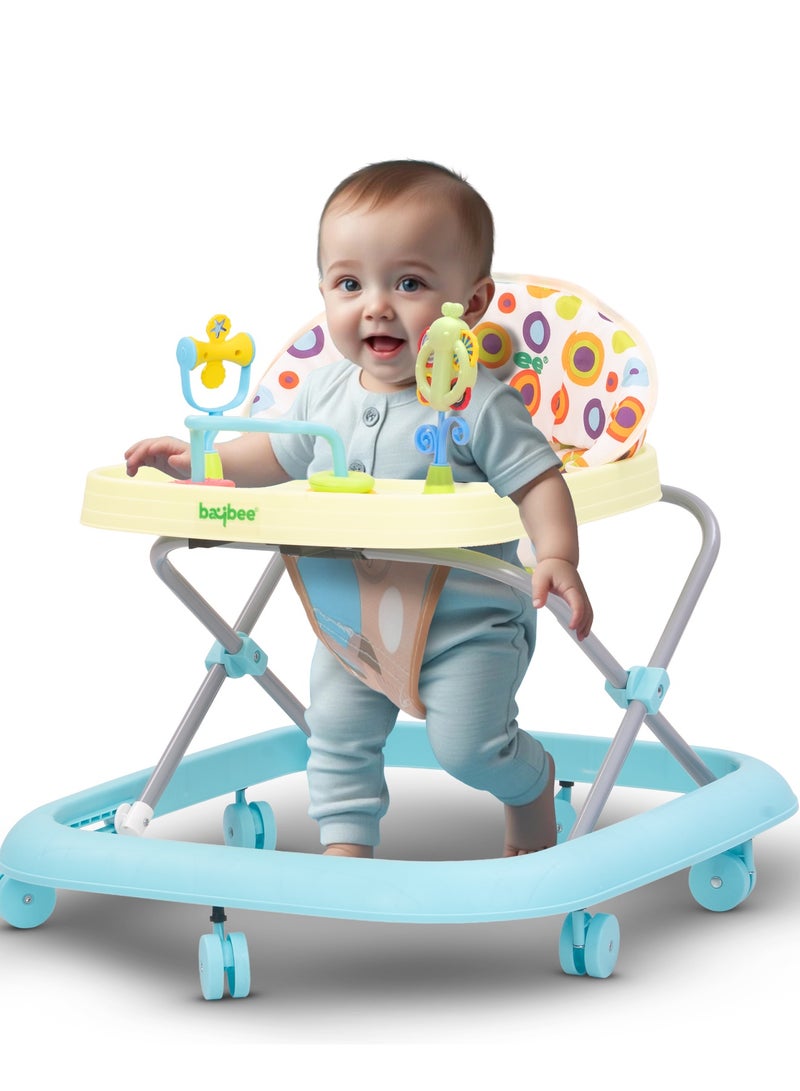BAYBEE Baby Walker for Kids, Foldable Kids Walker with 3 Position Adjustable Height & Musical Toy Rattle, Activity Walker for Toddlers, Toddler Walker for Baby Boy Girl 6 to 18 Months Light Green - Image 1