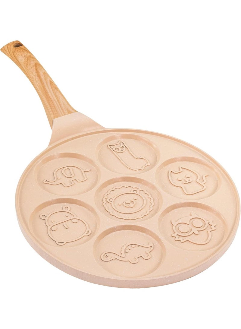 Granite Pancake Pan, 7 Animal Shapes - Non-Stick with Wooden Handle - Multi-Shape - Image 2