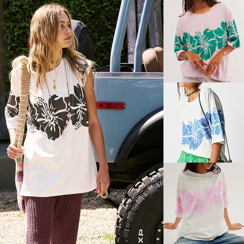 2025 Autumn New Fashion Women'S Top Personality Printed Loose Short-Sleeved T-Shirt Women - Image 2