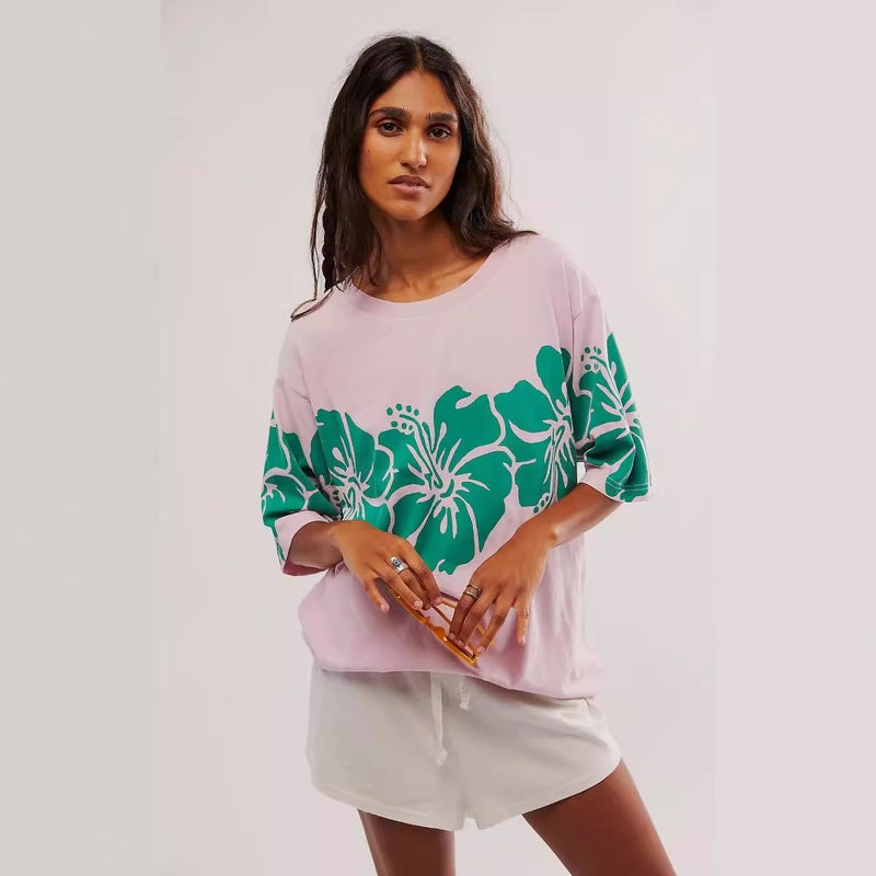 2025 Autumn New Fashion Women'S Top Personality Printed Loose Short-Sleeved T-Shirt Women - Image 4