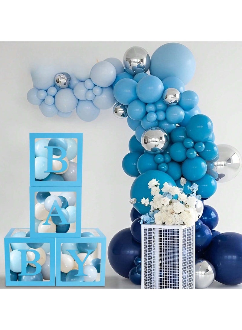 Birthday Party Decoration Balloon Boxes, 4 Transparent Balloon for Balloon Boxes with Letter Baby,Baby Boxes for Baby Shower Decorations Bridal Shower Decorations Decor(Blue)  - Image 5