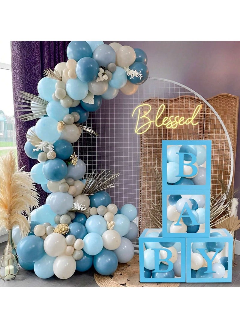 Birthday Party Decoration Balloon Boxes, 4 Transparent Balloon for Balloon Boxes with Letter Baby,Baby Boxes for Baby Shower Decorations Bridal Shower Decorations Decor(Blue)  - Image 4