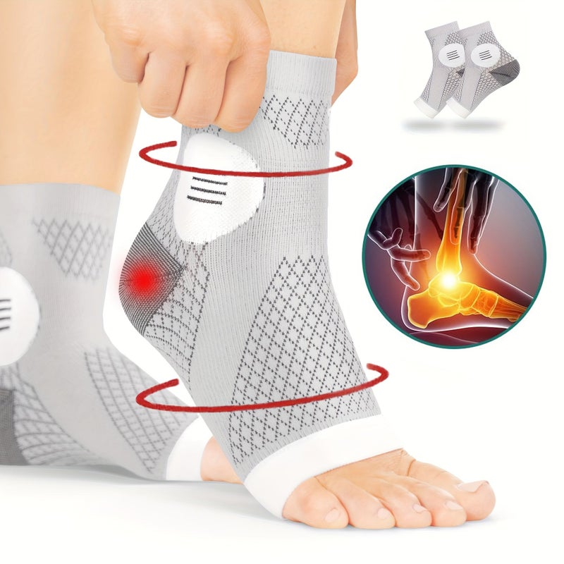 Black L XL Compression Ankle Socks Pack Of 4 With Arch Support Open Toe - Image 3