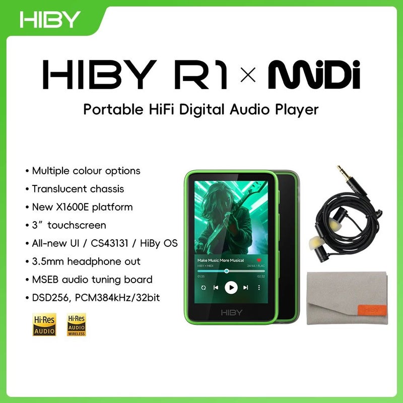 HiBy R1 MiDi HiFi Audio Music Player, Mp3, USB Dac, WiFi, Bluetooth 5.1, Radio, 1150mAh - Image 1