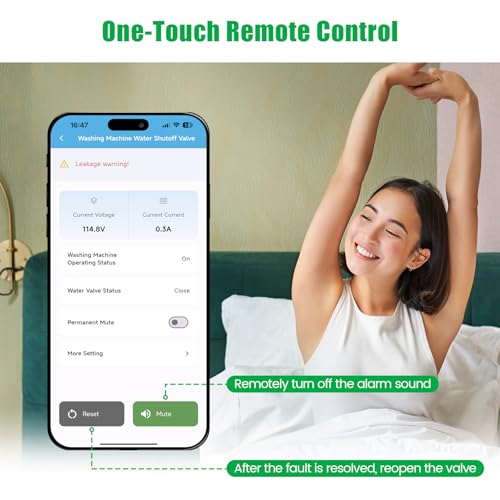 Zuomeng WiFi Smart Water Shutoff Valve with Leak Sensor, 3/4" Brass Valve & Extra Hose, Effortless Remote Control and Real-Time Water Leak Alerts via App - Image 3