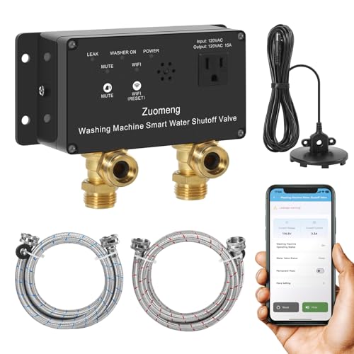 Zuomeng WiFi Smart Water Shutoff Valve with Leak Sensor, 3/4" Brass Valve & Extra Hose, Effortless Remote Control and Real-Time Water Leak Alerts via App - Image 1