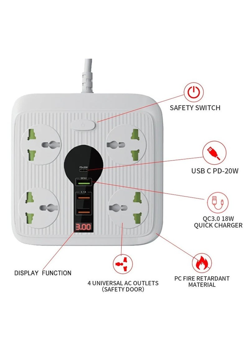 ELTRAZONE Power Strip Surge Protector with USB - Extension Cord Flat Plug with Widely 4 AC Outlet and 3 USB 1 PD, LED Small Desktop Station with 6 ft Power Cord, Compact Socket for Travel, Home and Office  - Image 1