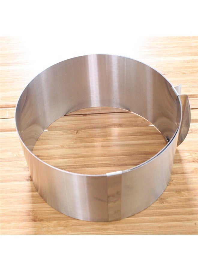 yongsheng Adjustable Round And Square Cake Mold Silver，16-30cm Adjustable Cake Mold Ring, 8.5cm High, Adjustable Cake Ring Cake Baking Supplies Baking Rings Round Stainless Steel Bakeware Tools with Scaling Baking Mold Tool - Image 1