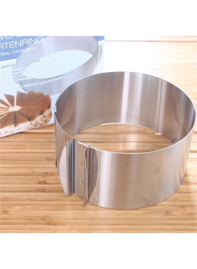 yongsheng Adjustable Round And Square Cake Mold Silver，16-30cm Adjustable Cake Mold Ring, 8.5cm High, Adjustable Cake Ring Cake Baking Supplies Baking Rings Round Stainless Steel Bakeware Tools with Scaling Baking Mold Tool - Image 4