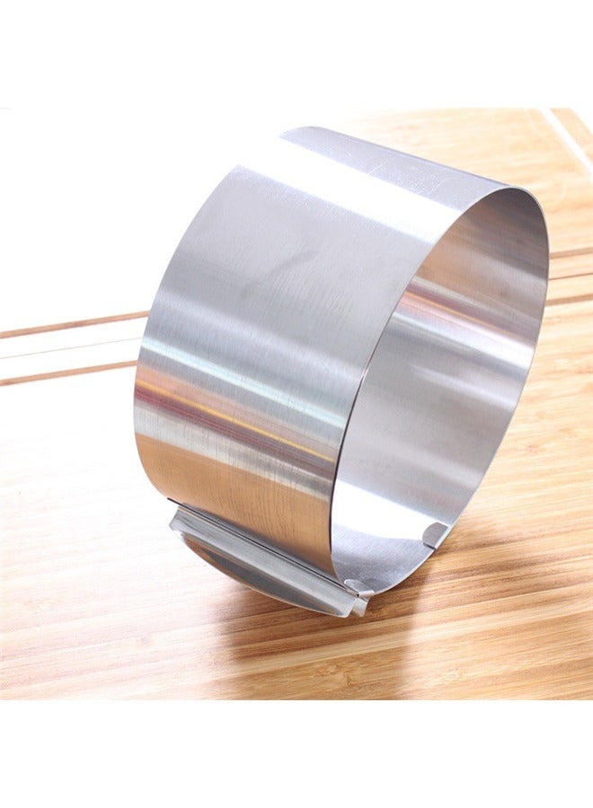 yongsheng Adjustable Round And Square Cake Mold Silver，16-30cm Adjustable Cake Mold Ring, 8.5cm High, Adjustable Cake Ring Cake Baking Supplies Baking Rings Round Stainless Steel Bakeware Tools with Scaling Baking Mold Tool - Image 3