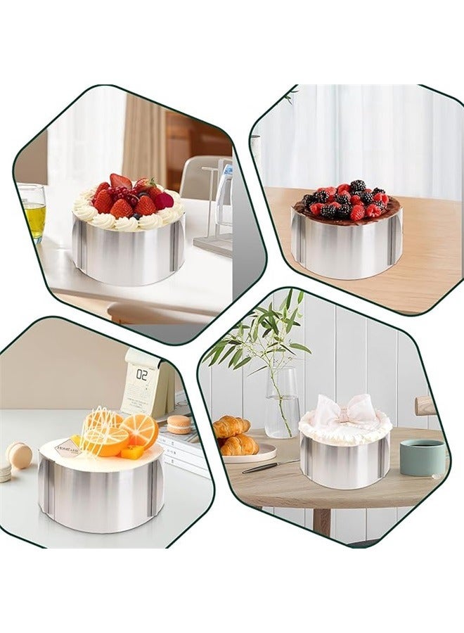 yongsheng Adjustable Round And Square Cake Mold Silver，16-30cm Adjustable Cake Mold Ring, 8.5cm High, Adjustable Cake Ring Cake Baking Supplies Baking Rings Round Stainless Steel Bakeware Tools with Scaling Baking Mold Tool - Image 5