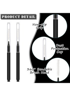Patelai 150 Pieces Micro Eyebrow Brush with Cap Brow Lamination Spoolie Comb Lift Tools Lash Filler Eyelashes Extensions Eyebrows(Black)  - Image 3