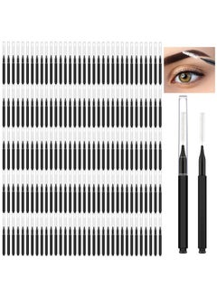Patelai 150 Pieces Micro Eyebrow Brush with Cap Brow Lamination Spoolie Comb Lift Tools Lash Filler Eyelashes Extensions Eyebrows(Black)  - Image 1