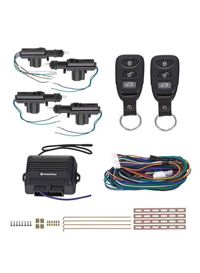 InstallGear Keyless Entry System with Two 3-Button Remotes and 4 Door Actuators - Central Locking System for Car, Auto, Truck - Power Lock Kit - Image 1