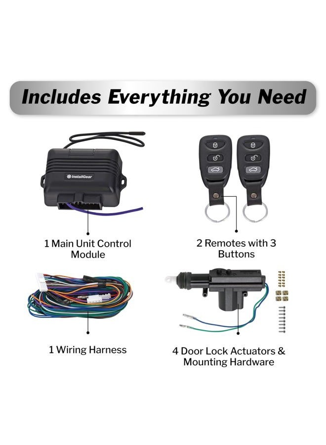 InstallGear Keyless Entry System with Two 3-Button Remotes and 4 Door Actuators - Central Locking System for Car, Auto, Truck - Power Lock Kit - Image 3