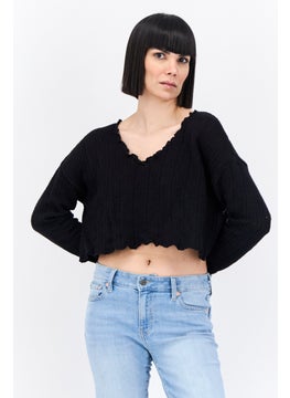 Women V-Neck Knitted Sweater, Black - pzsku/Z32C300ABE761594055C5Z/45/_/1737643001/af2138c0-f210-434d-80df-3606bbb5c077