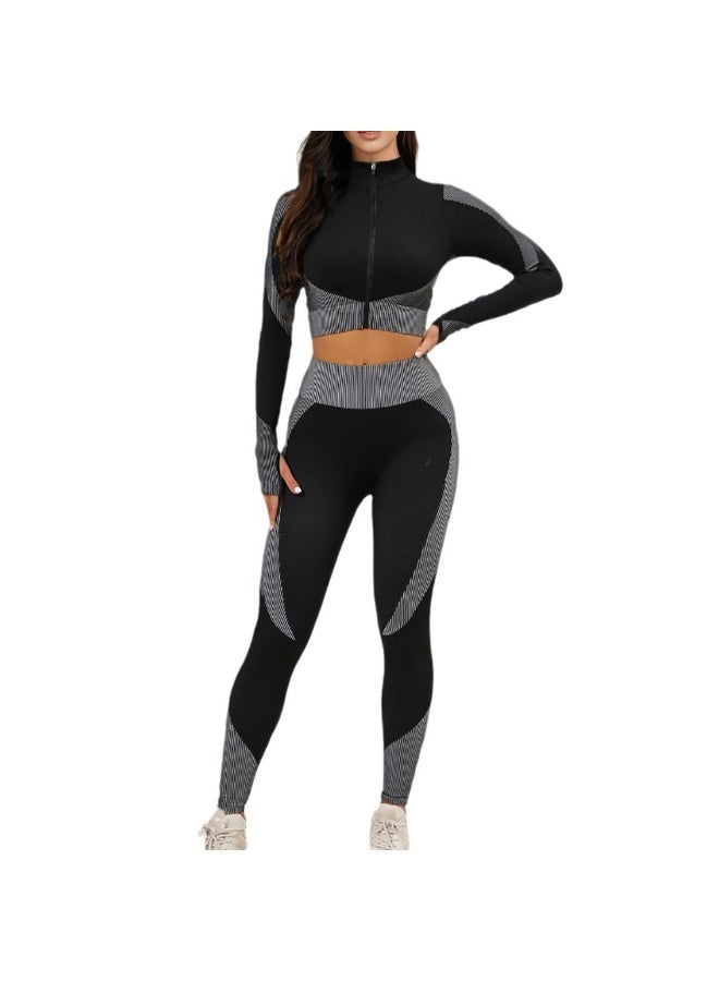 3-pieces Women Workout Sets With Long Sleeves Top Tank Top And leggings Seamless Yoga Gym Outfits Activewear Breathable HIgh Waist Sport Wear - Image 1