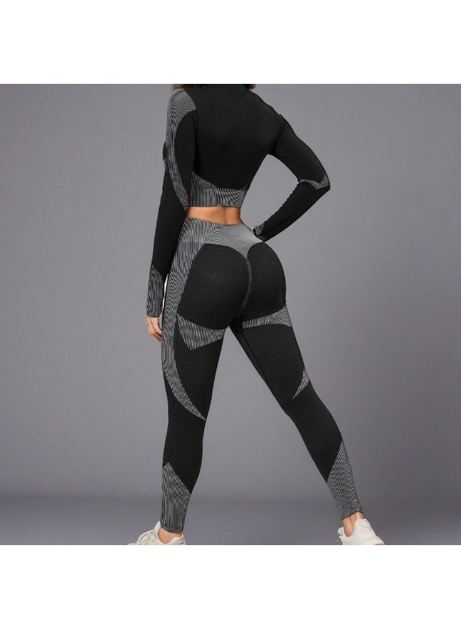 3-pieces Women Workout Sets With Long Sleeves Top Tank Top And leggings Seamless Yoga Gym Outfits Activewear Breathable HIgh Waist Sport Wear - Image 3