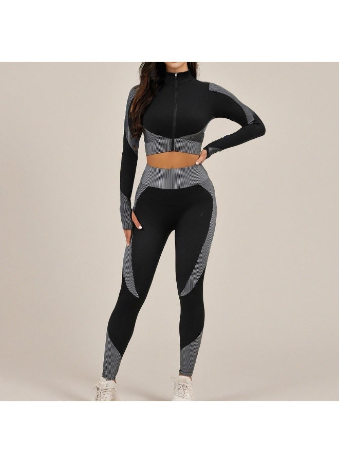 3-pieces Women Workout Sets With Long Sleeves Top Tank Top And leggings Seamless Yoga Gym Outfits Activewear Breathable HIgh Waist Sport Wear - Image 2