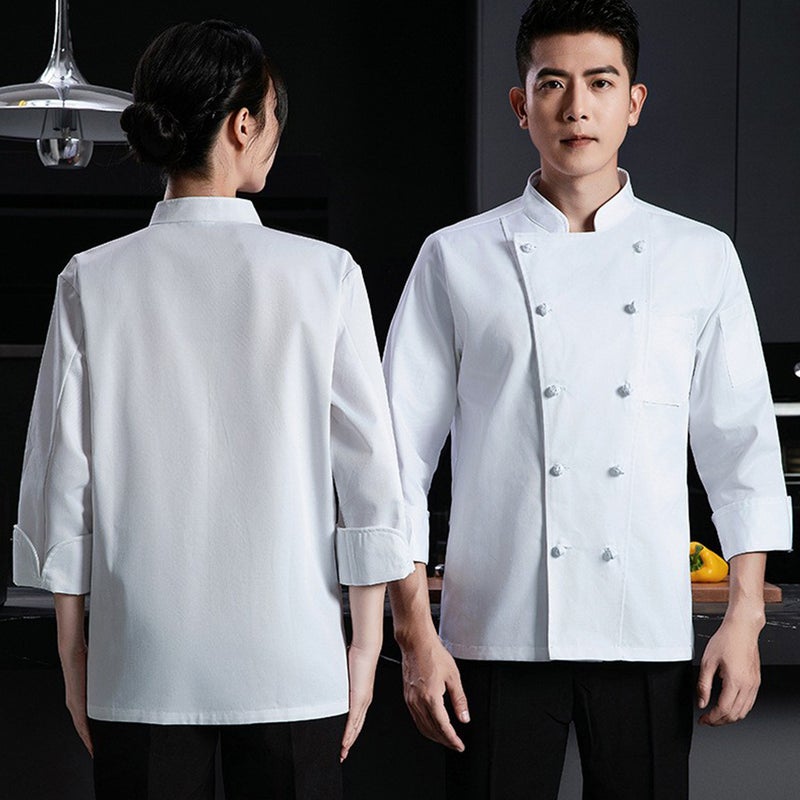 Pure Cotton Chef Work Clothes Sweat Absorbing Breathable Net El Short-Sleeved Dining Restaurant Kitchen Male Summer Baking Female Workers - Image 1