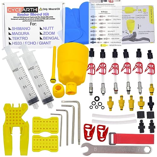 CYCEARTH Bicycle Brake Bleed Kit for Shimano TEKTRO MAGURA Zoom Bike Mineral Oil Hydraulic Disc Professional Tool Set - Image 1