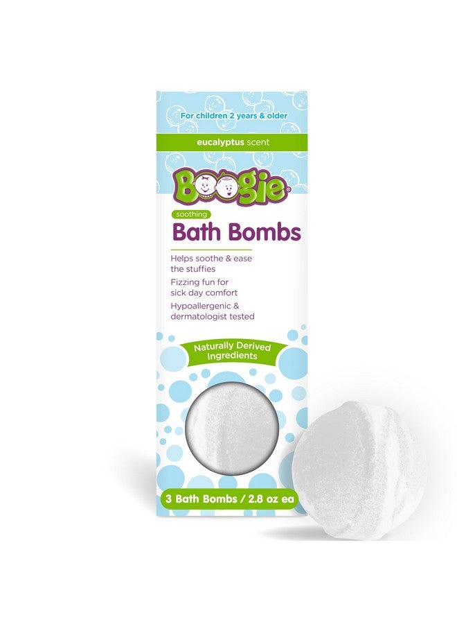 Boogie Boogie Kids Bath Bombs, Calming, Naturally Derived, Made with Aloe and Calming Vapors, Eucalyptus, 3 Bath Bombs, 2.8 oz, Pack of 1 - Image 1