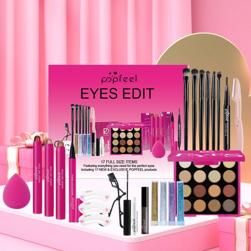 Eyeshadow Palette Mascara Eyeshadow Brush Eyeliner Eyebrow Pencil Combo Set for Beginners 17 pc - Image 4