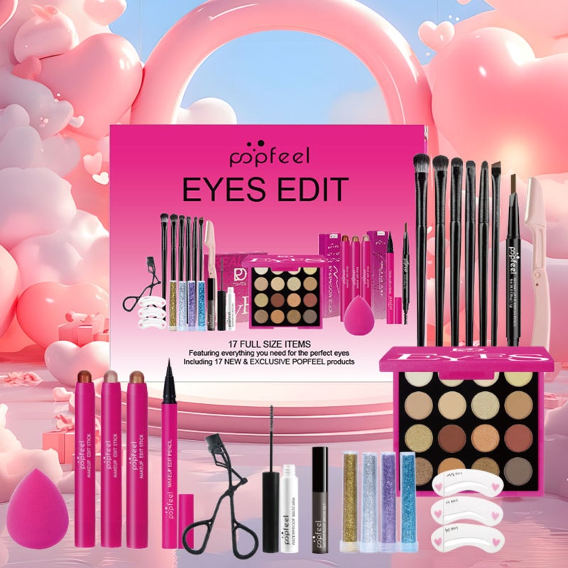 Eyeshadow Palette Mascara Eyeshadow Brush Eyeliner Eyebrow Pencil Combo Set for Beginners 17 pc - Image 5