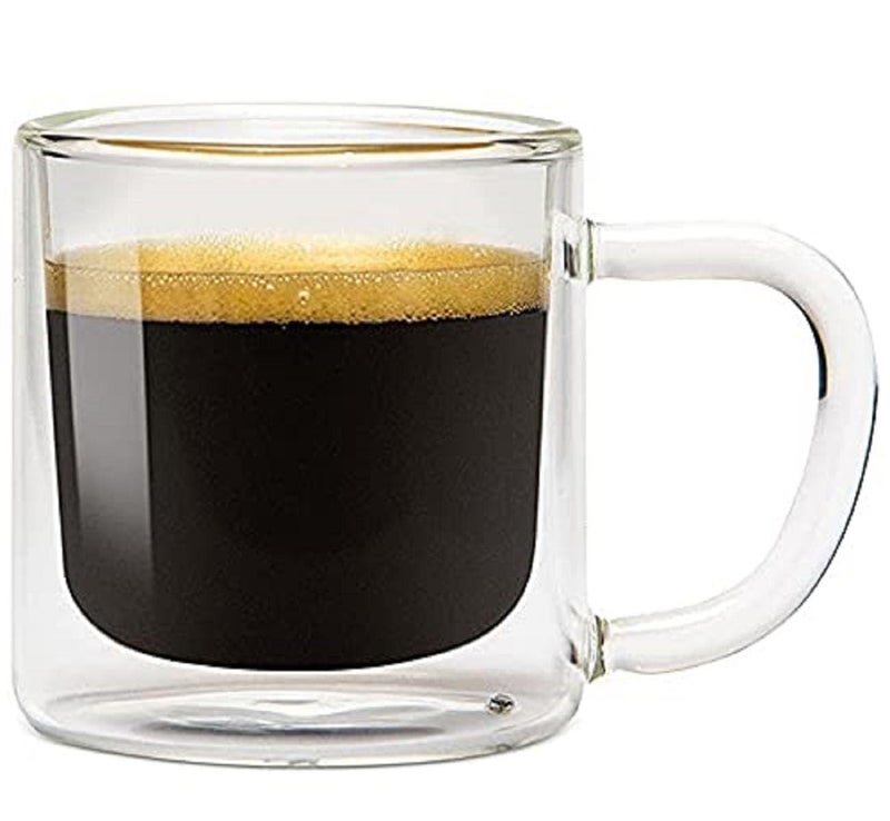 Baskety Glass Espresso Cup Set - Double Wall Insulated Clear Coffee Mugs with Handle - Thick Coffee Cups for Lattes, Tea, Cappuccinos, and More (Pack of 1) - Image 1