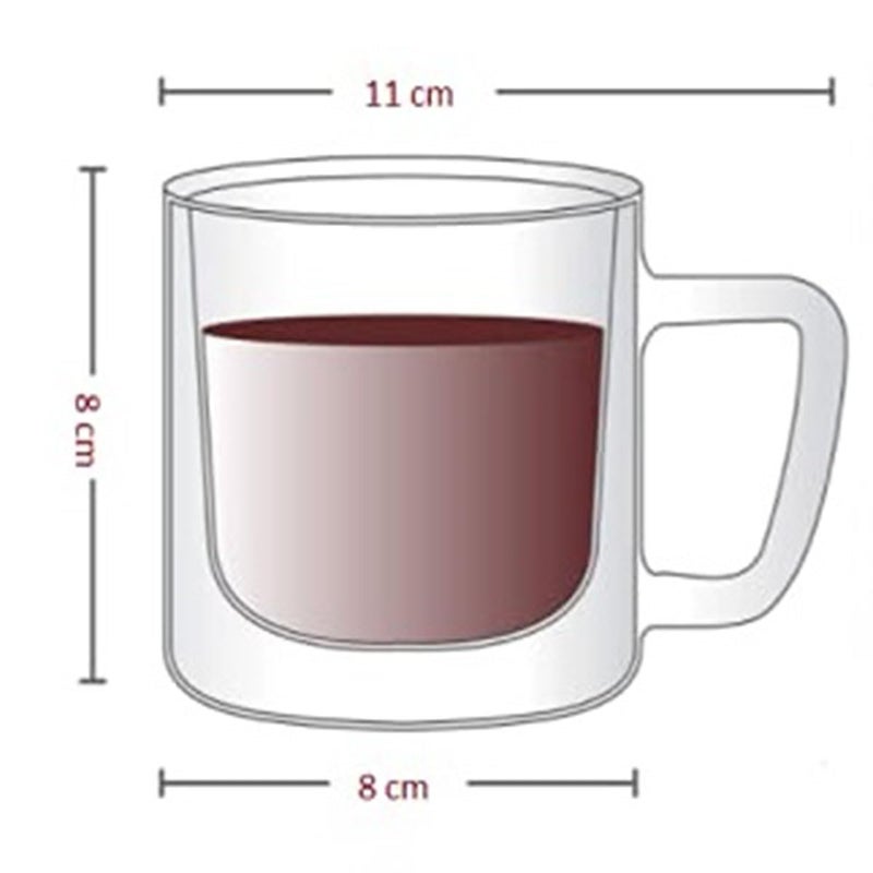 Baskety Glass Espresso Cup Set - Double Wall Insulated Clear Coffee Mugs with Handle - Thick Coffee Cups for Lattes, Tea, Cappuccinos, and More (Pack of 1) - Image 2