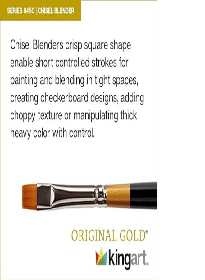 KINGART Premium Original Gold 9450M-0 Micro Detail Chisel Blender - Mini Thick Handle Series Artist Brush, Golden Taklon Synthetic Hair, for Acrylic, Watercolor, Gouache Painting, Size 0 - Image 4