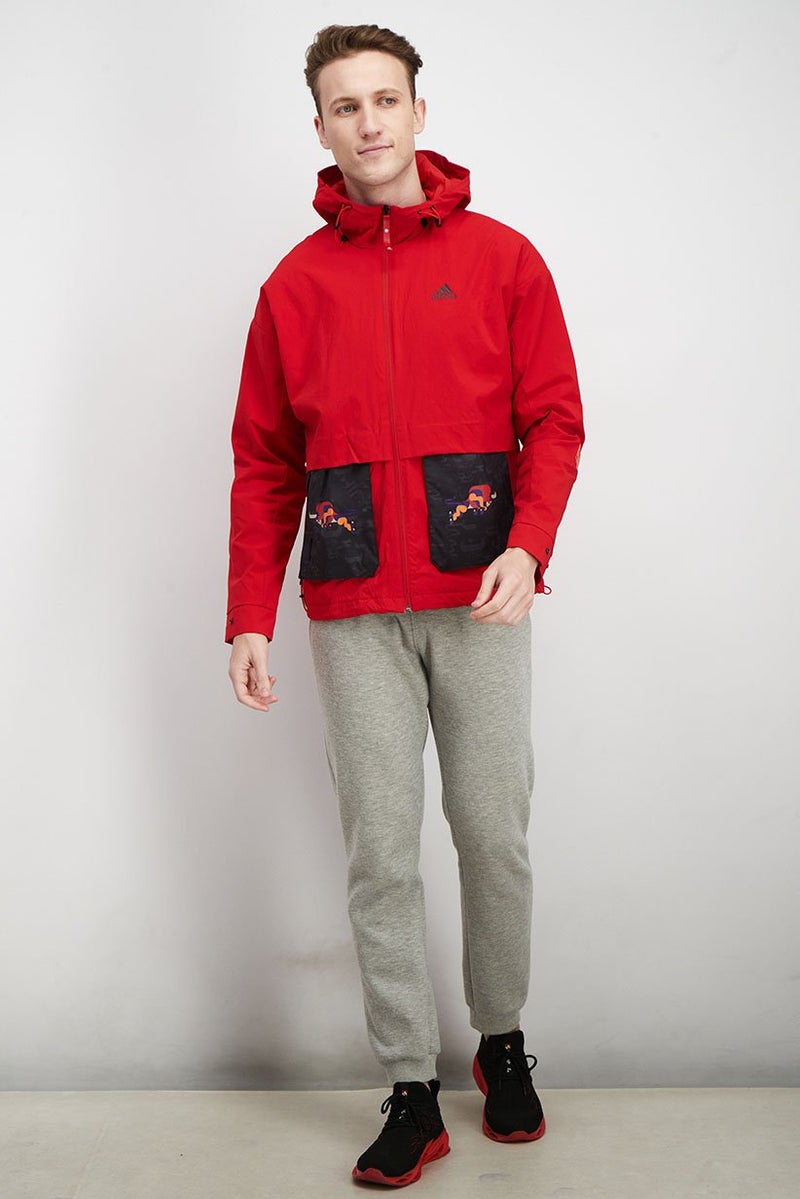 Adidas Men Sportswear Fit Full Zip CNY Outdoor Jacket, red - Image 2