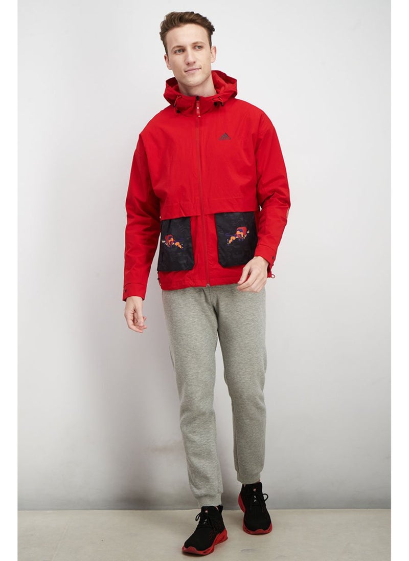 Adidas Men Sportswear Fit Full Zip CNY Outdoor Jacket, red - Image 4