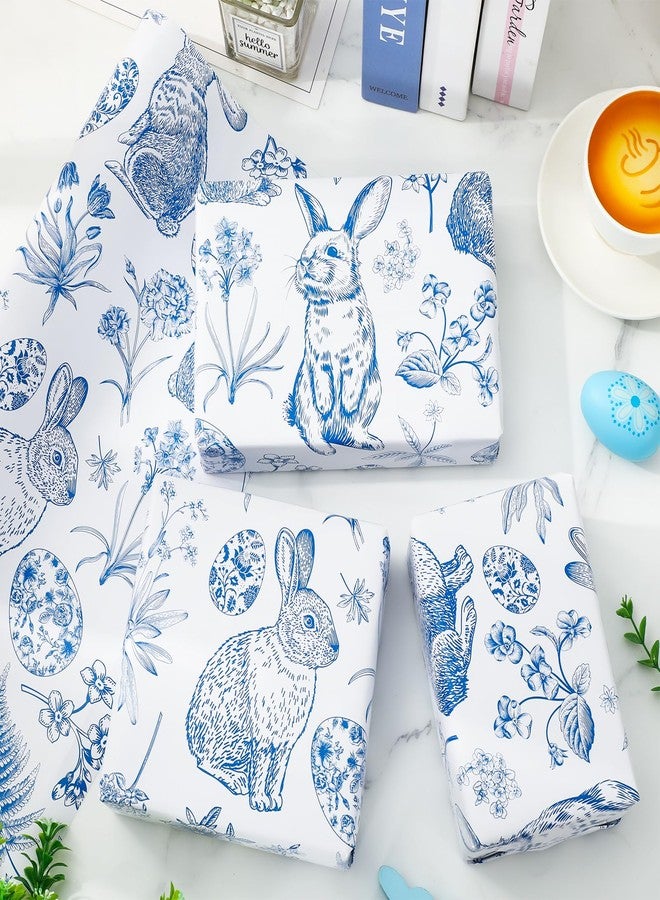 وولاين ورق تغليف هدايا عيد الفصح من والين - لفة صغيرة - 17 بوصة × 32.8 قدم، ورق تغليف هدايا أزرق مزين بزهرة وبيضة أرنب، مثالي لتغليف هدايا عيد الفصح وحفلات الربيع - Image 5