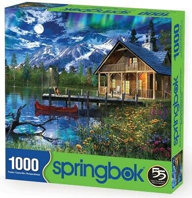 Springbok's 1000 Piece Jigsaw Puzzle Moon Cabin Retreat - Made in USA - Image 2