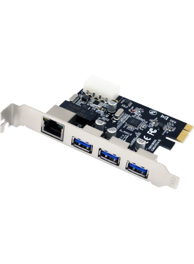 Eb-Link Pci-E Gigabit Ethernet Card, Desktop Computer Internal Wired Network Card With 3 Usb 3.0 Ports Expansion Card - Image 1