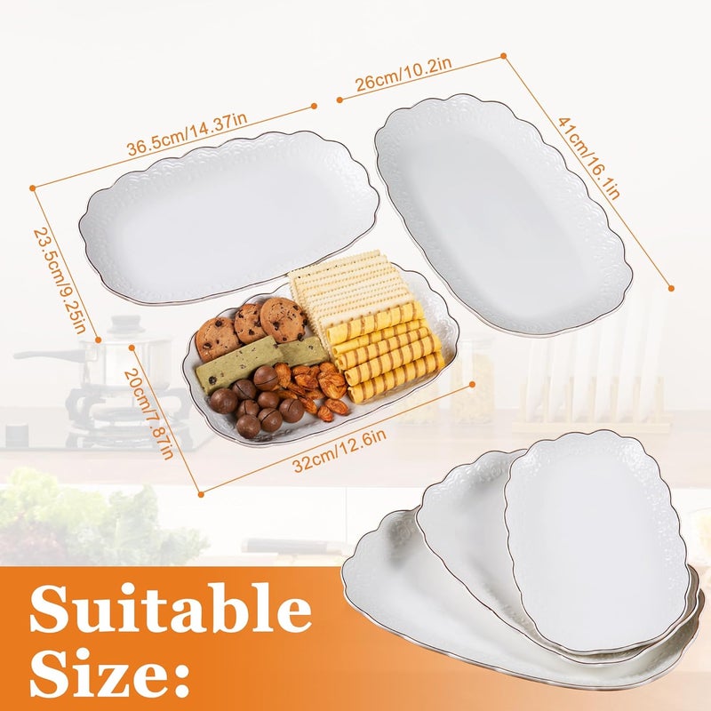 Kassel Ceramic Serving Platter Set | 16”/14”/12” Oval Serving Trays for Entertaining at Parties and Weddings | Oven Safe XL Serving Trays for Tacos, Steak and Cake - Image 2